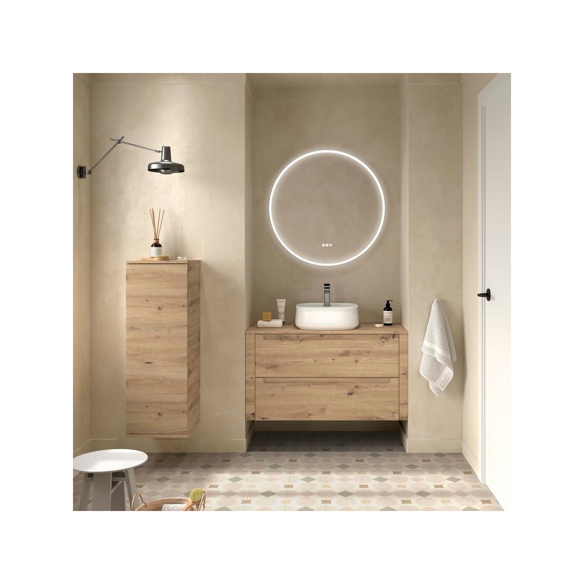 Meuble salle de bain MONTERREY 800 2 tiroirs Chêne Montana H540 P450 - SALGAR 119324 