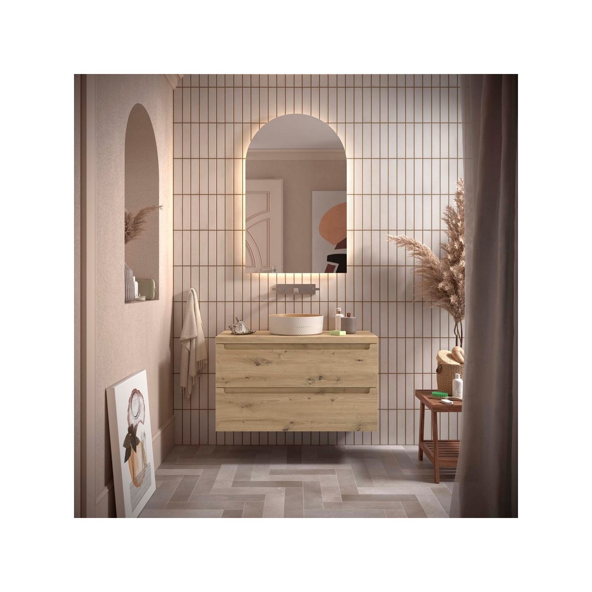 Meuble salle de bain MONTERREY 1000 2 tiroirs Chêne Montana H540 P450 - SALGAR 119326 