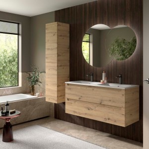 Meuble salle de bain MONTERREY 1200 2 tiroirs Chêne Montana H540 P450 - SALGAR 119327 
