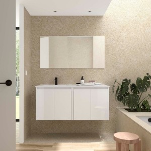 Ensemble Meuble Plan Vasque Miroir Applique NOJA II 1200 4 portes Blanc Brillant P450 - SALGAR 119675 