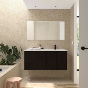Ensemble Meuble Plan Vasque Miroir Applique NOJA II 1200 4 portes Black satin P450 - SALGAR 119687 