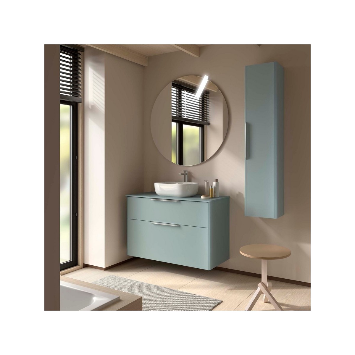 Ensemble Meuble de salle de bain et plan de toilette LUVA 1000 2 tiroirs Aqua P450 - SALGAR 119760 