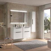 Ensemble meuble vasque salle de bain LUVA 1200 2 tiroirs Blanc satiné P450 - SALGAR 119761 