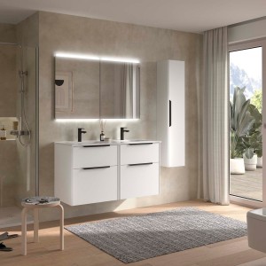 Ensemble meuble vasque salle de bain LUVA 1200 2 tiroirs Blanc satiné P450 - SALGAR 119761 