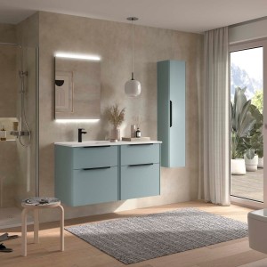 Ensemble meuble vasque salle de bain LUVA 1200 4 tiroirs Aqua P450 - SALGAR 119772 