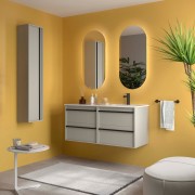 Ensemble Meuble Plan Vasque Miroir Applique ATTILA 1200 4 tiroirs Gris satiné P450 - SALGAR 119849 