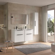 Ensemble Meuble Plan vasque et miroir LUVA 1200 2 tiroirs Blanc satiné P450 - SALGAR 119862 