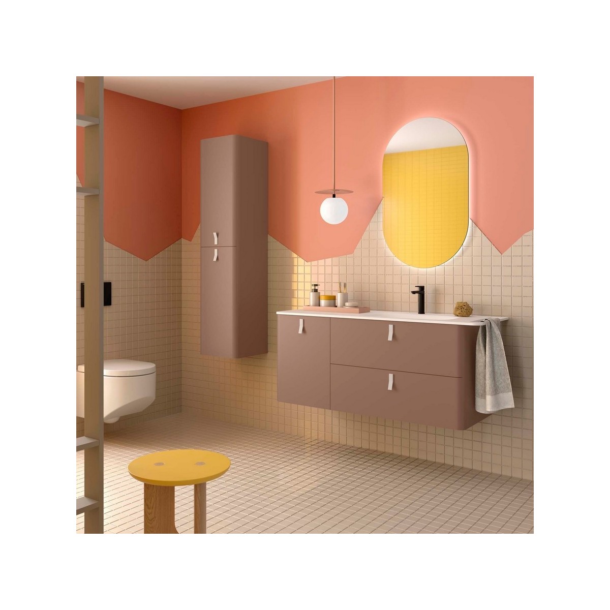 Meuble salle de bain UNIIQ 1200 2T1P gauche - vasque à droite Cajun H540 P450 - SALGAR 119879 
