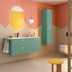 Meuble salle de bain UNIIQ 1200 2T1P droite - vasque à gauche Dusty Teal H540 P450 - SALGAR 119887 