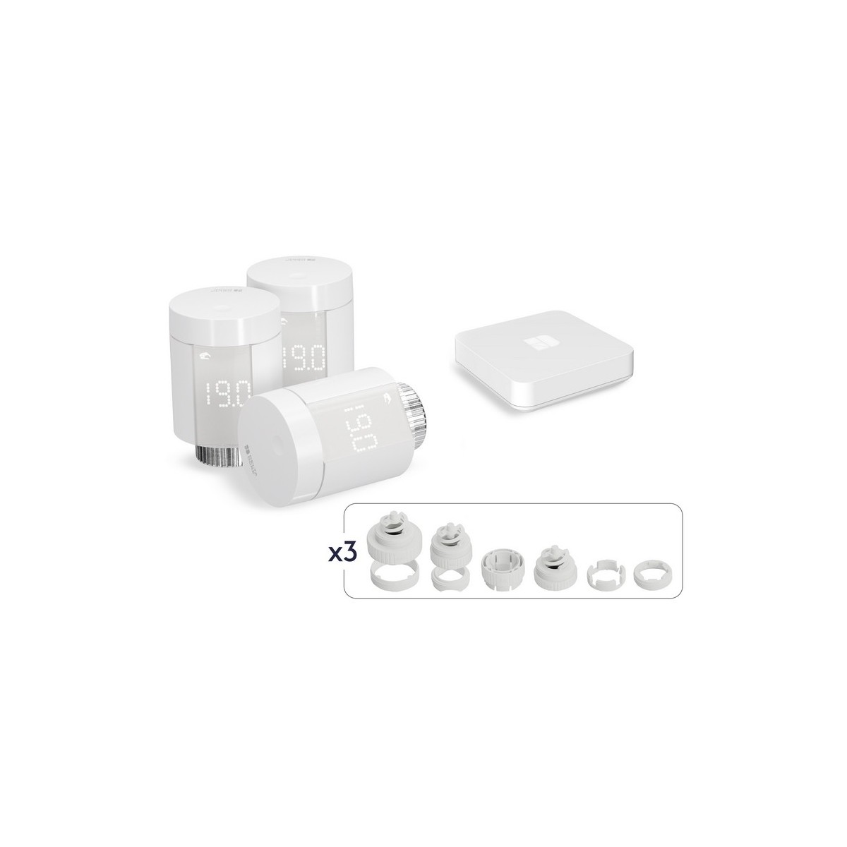 Smart TRV Starter Pack | Pack connecté adapt 3 têtes thermostatiques - Delta Dore 6053090 