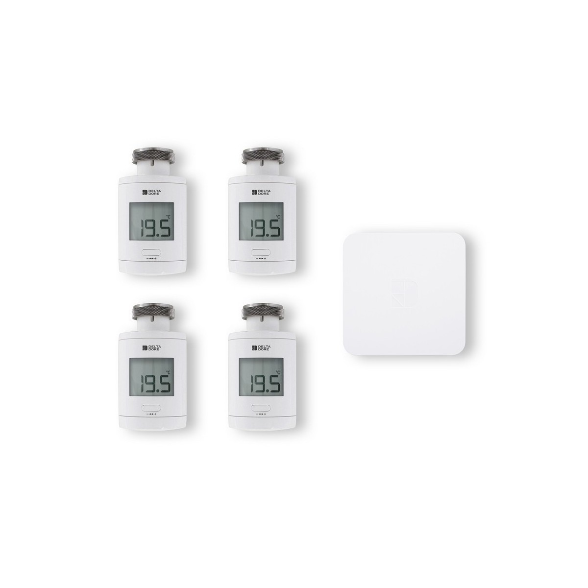 Pack starter TRV 1.0 connecté | 4 têtes thermostatiques intelligentes - Delta Dore 6050684 