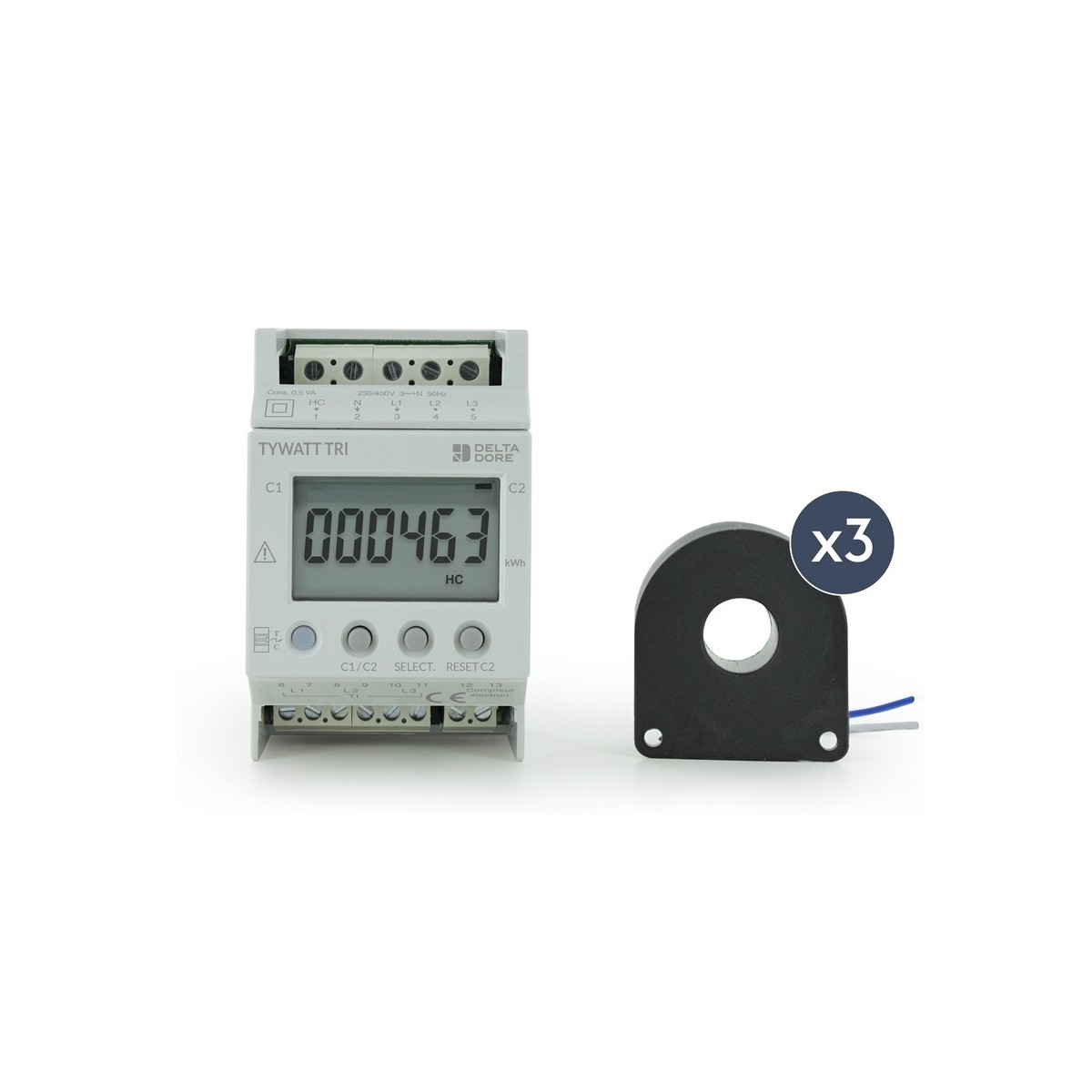 Indicateur de consommations pour compteur triphasé Tywatt Tri - DELTADORE 6110010 