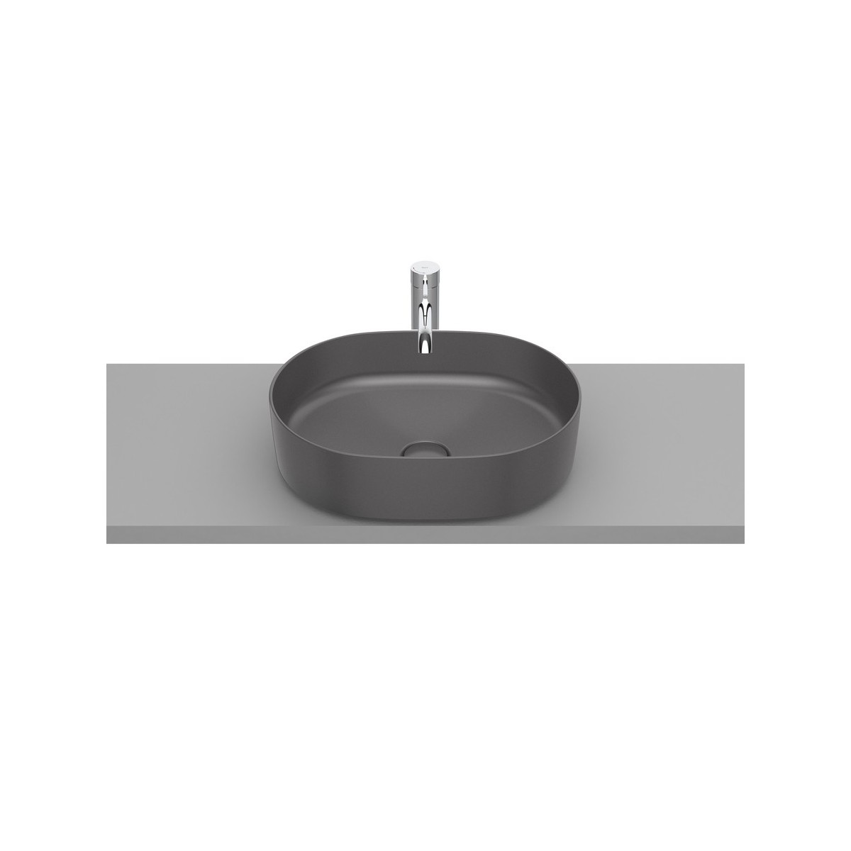 Inspira round vasque à poser en fineceramic sans trop-plein 37x50 onyx - ROCA A327520640 