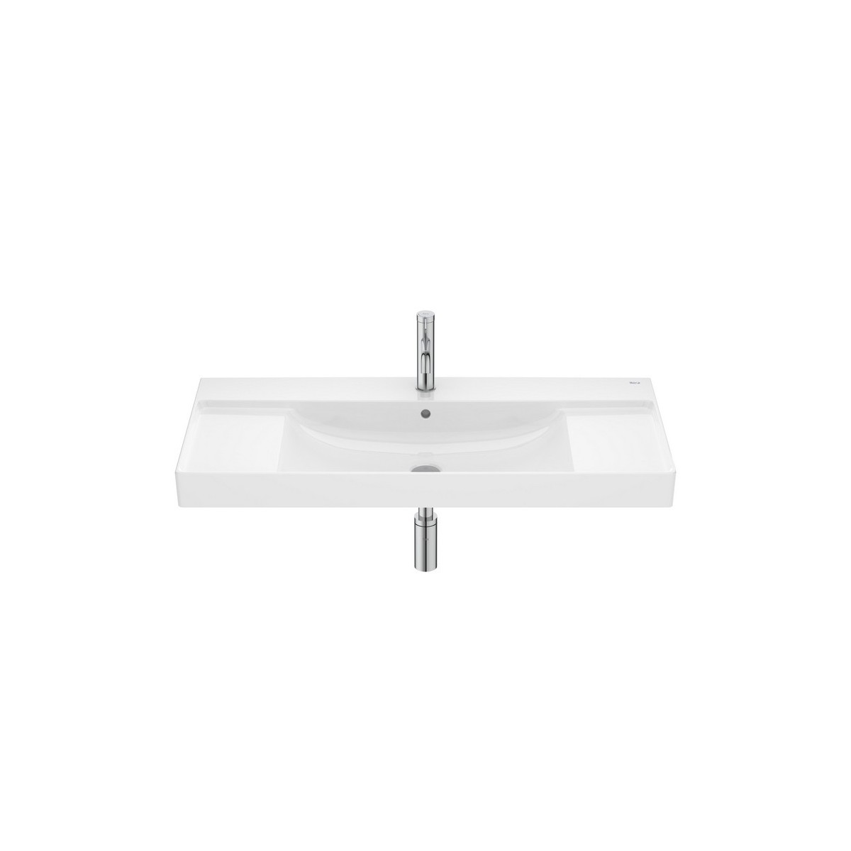 Ona lavabo mural avec jeu de fixations en fineceramic 1000x460 blanc brillant - ROCA A32768A000 