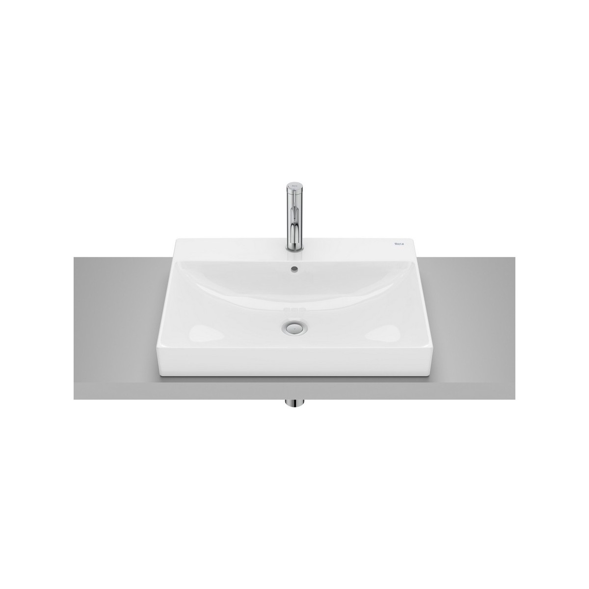 Ona vasque semi-encastrée percée 1 trou 600x450 blanc brillant - ROCA A32768N000 