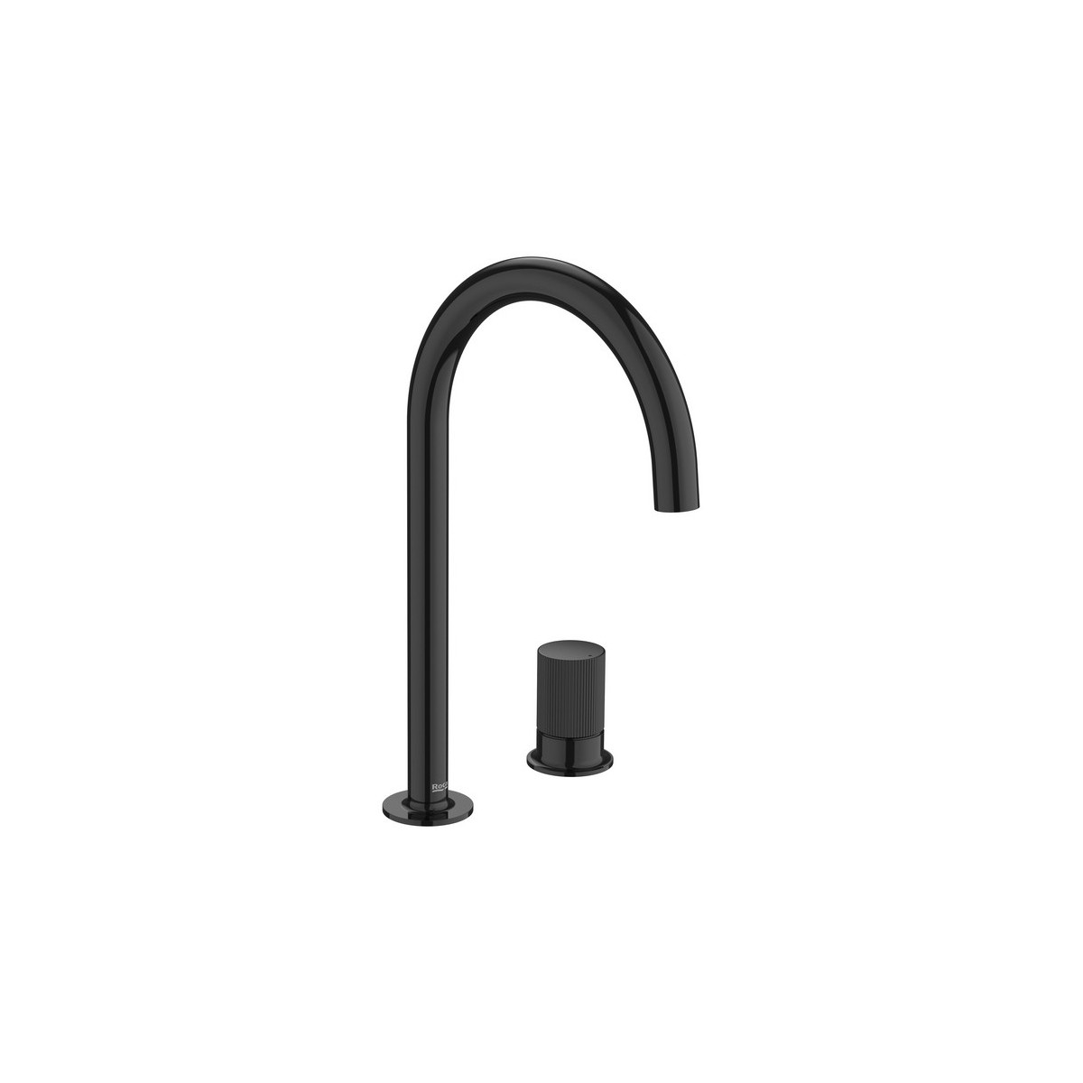 Nu mitigeur lavabo "l" 2 trous corps lisse poignée cannelée titanium black - ROCA A5A3D3FCN0 
