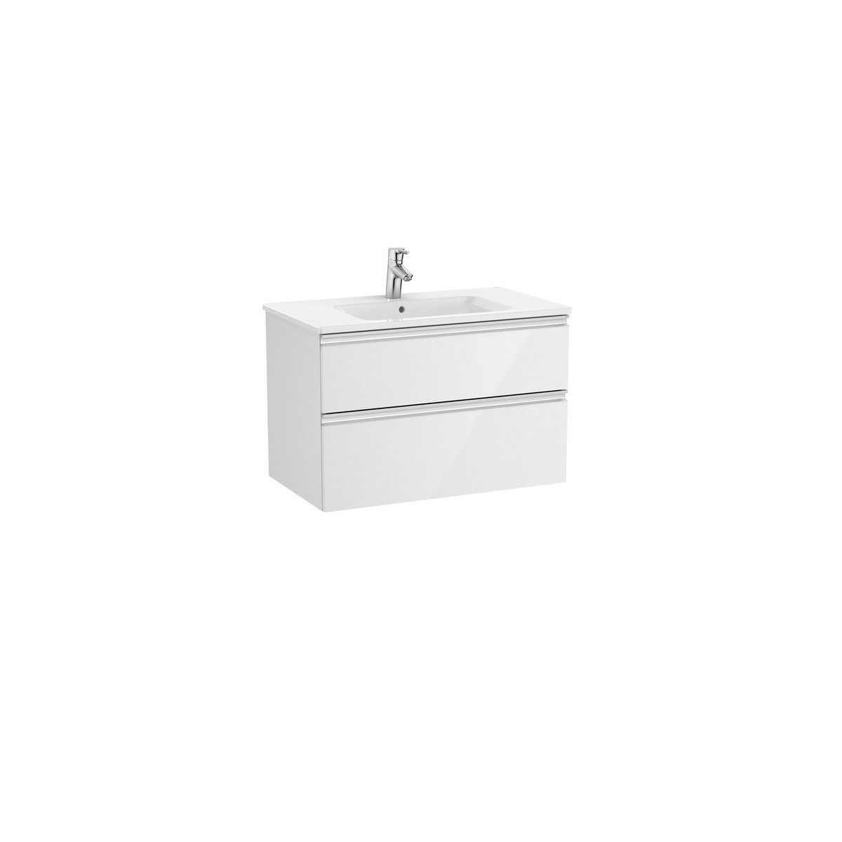 The gap unik meuble 2 tiroirs + lavabo slim 2 trou 800mm blanc brillant - ROCA A851478806 