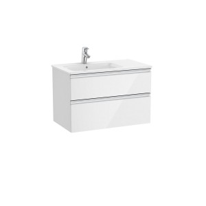 The gap unik meuble 2 tiroirs + lavabo gauche 2 trou 800mm blanc brillant - ROCA A851479806 