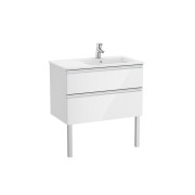 The gap unik meuble 2 tiroirs + lavabo droite 2 trou 800mm blanc brillant - ROCA A851480806 