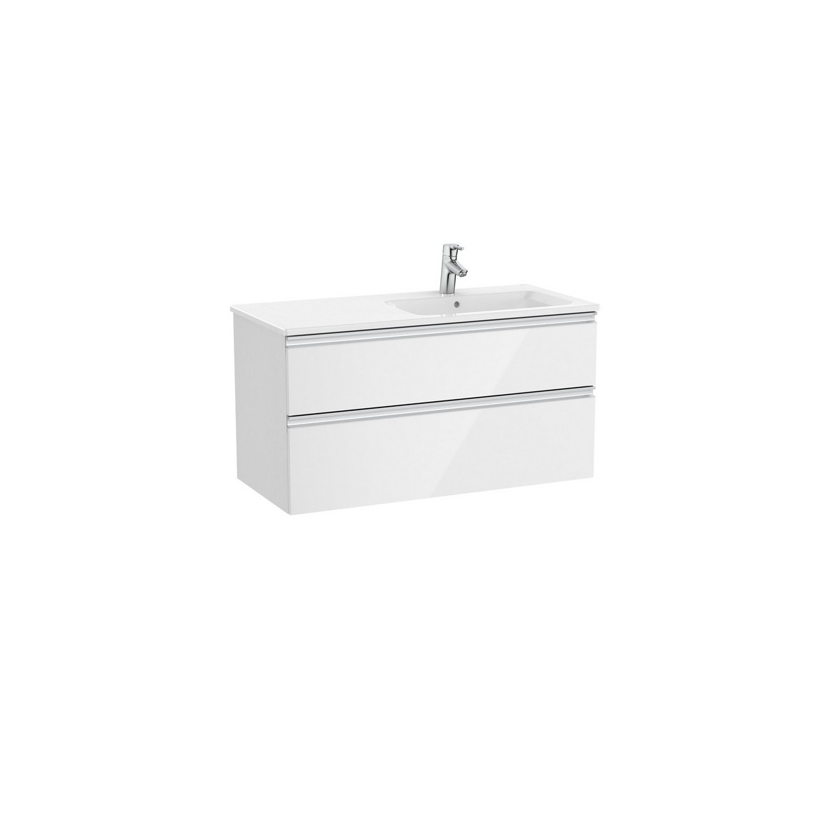The gap unik meuble 2 tiroirs + lavabo droite 2 trou 1000mm blanc brillant - ROCA A851482806 