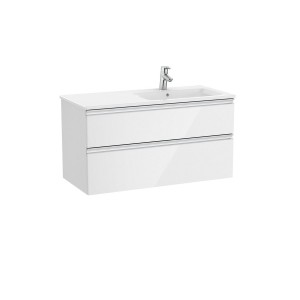 The gap unik meuble 2 tiroirs + lavabo droite 2 trou 1000mm blanc brillant - ROCA A851482806 