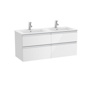 The gap unik meuble 4 tiroirs + lavabo slim double 2 trou 1200mm blanc brillant - ROCA A851483806 