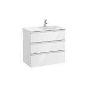 The gap unik meuble 3 tiroirs + lavabo slim droite 800mm blanc brillant - ROCA A851489806 