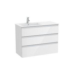 The gap unik meuble 3 tiroirs + lavabo slim gauche 1000mm blanc brillant - ROCA A851491806 