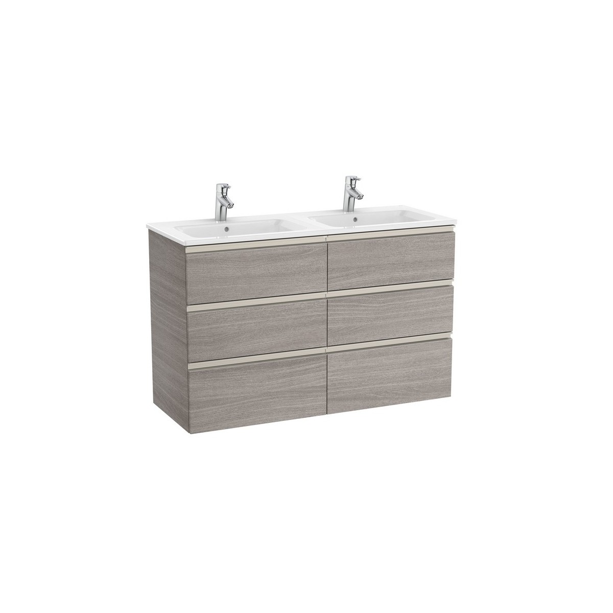 The gap unik meuble 6 tiroirs + lavabo slim double 1200mm city oak - ROCA A851493402 