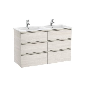 The gap unik meuble 6 tiroirs + lavabo slim double 1200mm frêne nordic - ROCA A851493434 