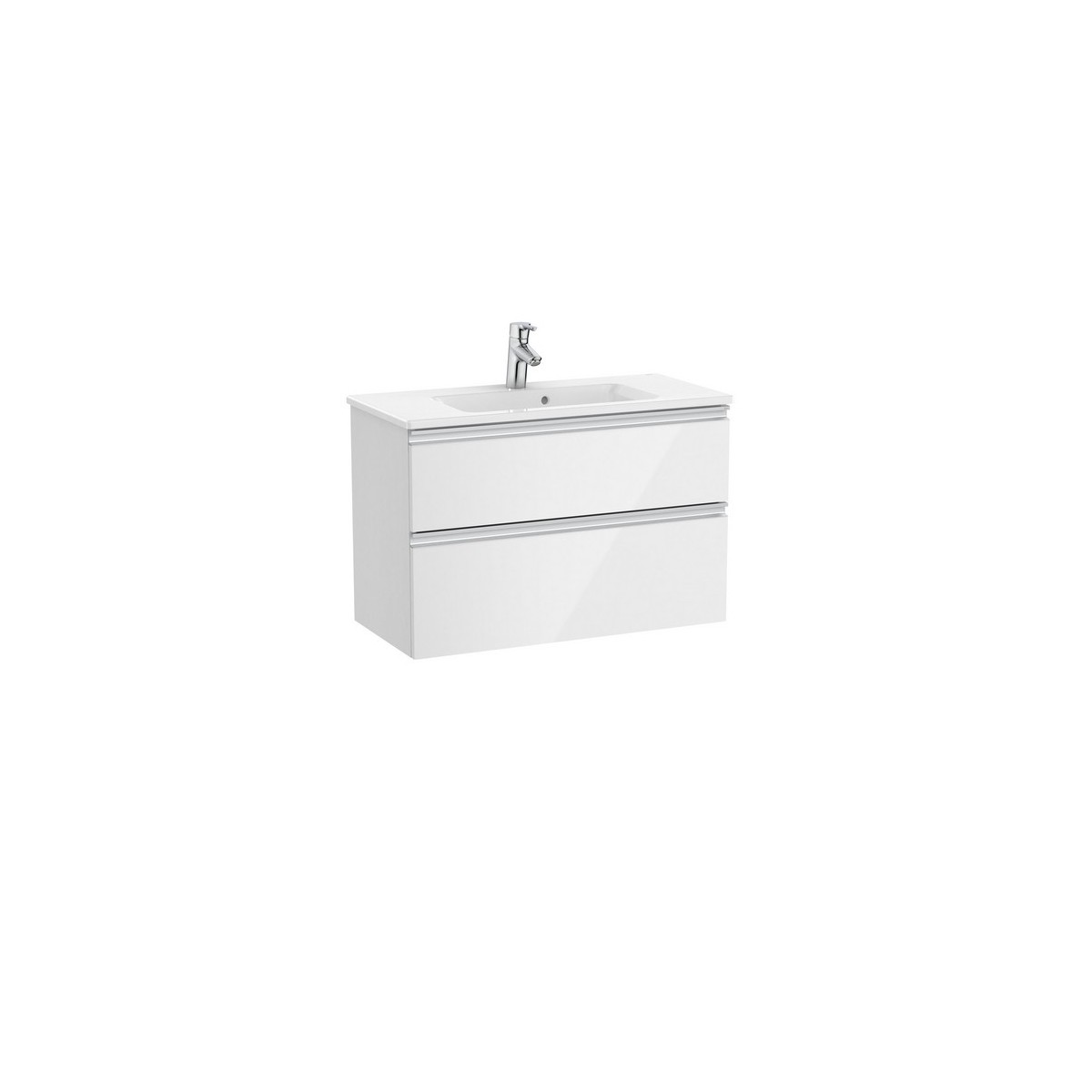 The gap unik meuble 2 tiroirs + lavabo slim 800mm blanc brillant - ROCA A851497806 