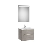 The gap pack meuble 2 tiroirs + lavabo slim + miroir led eidos 600mm city oak - ROCA A851509402 
