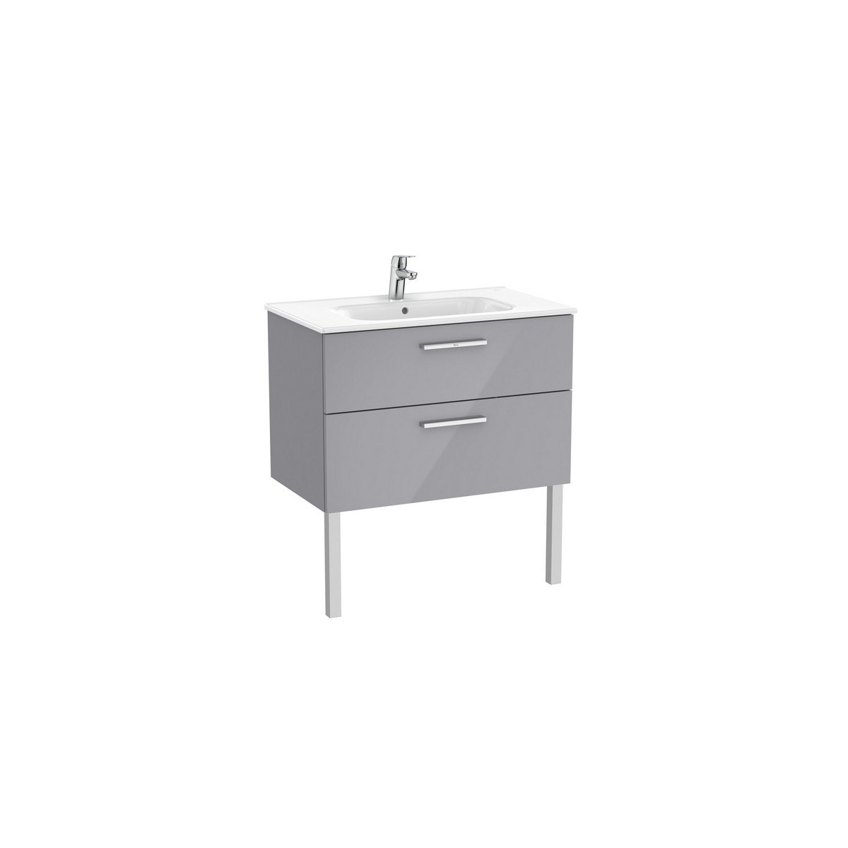 Victoria unik meuble 2 tiroirs + lavabo 800mm gris galet brillant - ROCA A851594516 