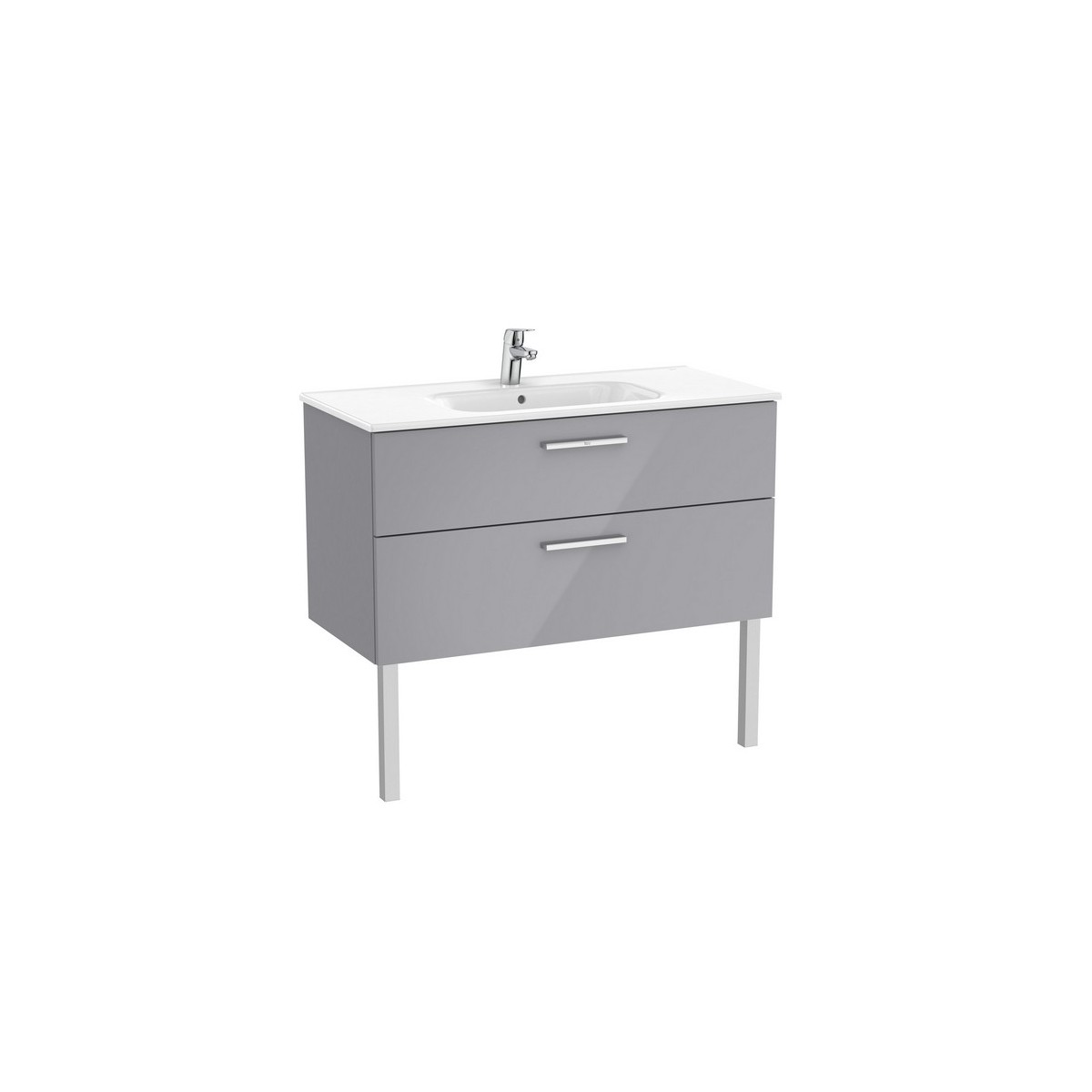 Victoria unik meuble 2 tiroirs + lavabo 1000mm gris galet brillant - ROCA A851595516 