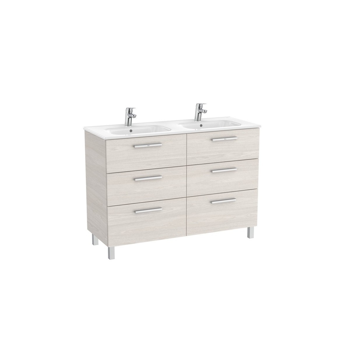 Victoria unik meuble 6 tiroirs + lavabo double 1200mm frêne nordic - ROCA A851601434 