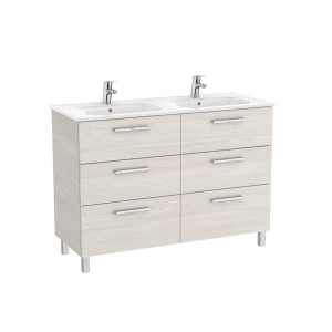 Victoria unik meuble 6 tiroirs + lavabo double 1200mm frêne nordic - ROCA A851601434 