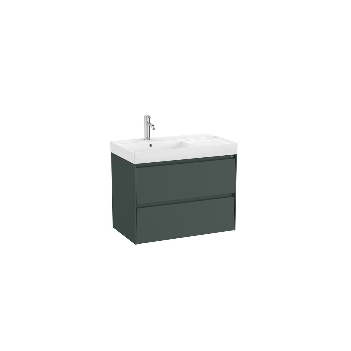 Ona unik meuble 2 tiroirs + lavabo en fineceramic gauche 800mm vert mat - ROCA A851692513 