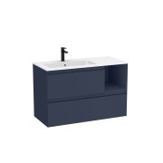Tenue unik 2 tiroirs lavabo asymétrique gauche 1000mm bleu nuit mat - ROCA A851936538 