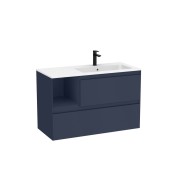 Tenue unik 2 tiroirs lavabo asymétrique droite 1000mm bleu nuit mat - ROCA A851938538 
