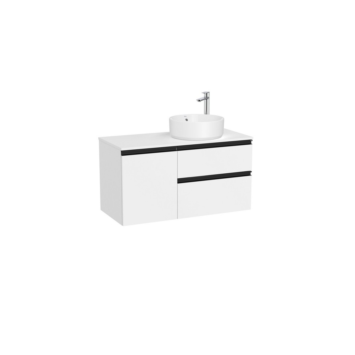 The gap meuble 2t+1p pr vasq à dte 1000 mm blanc mat/poignées noires - ROCA A851956509 