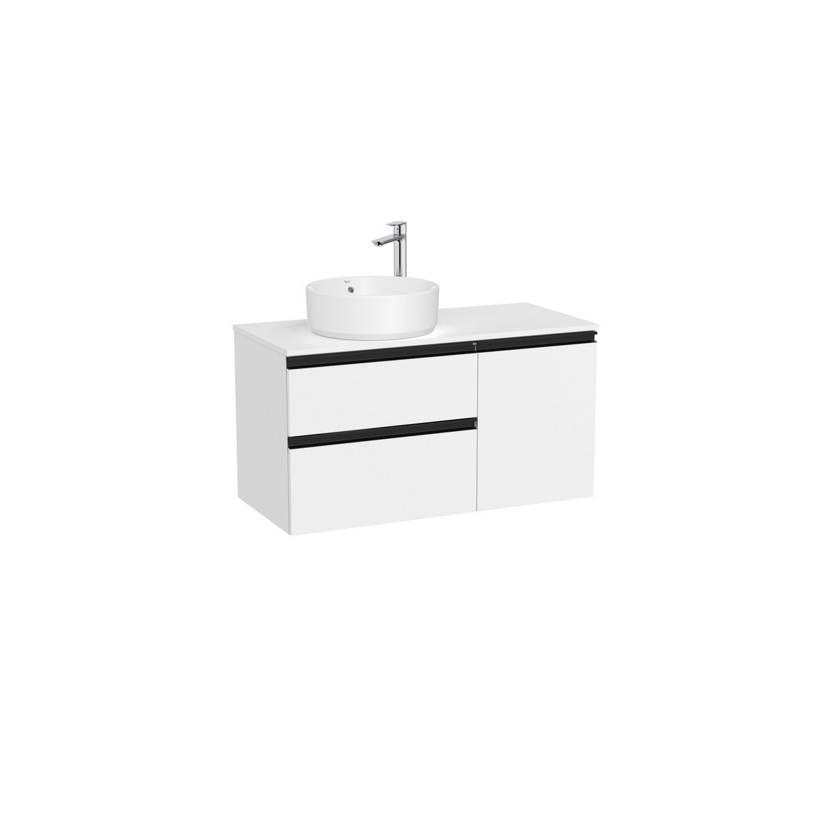 The gap meuble 2t+1p pr vasq à gche 1000 mm blanc mat/poignées noires - ROCA A851957509 