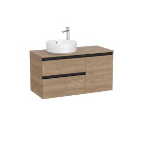 The gap meuble 2t+1p pr vasq à gche (meuble+plan) 1000 mm noyer/poignées noires - ROCA A851957517 