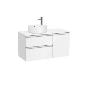 The gap meuble 2t+1p pr vasq à gche 1000 blanc brillant/poignées alu brillantes - ROCA A851957806 