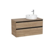 The gap meuble 2t pour vasque à dte (meuble+plan) 1000 mm noyer/poignées noires - ROCA A851958517 