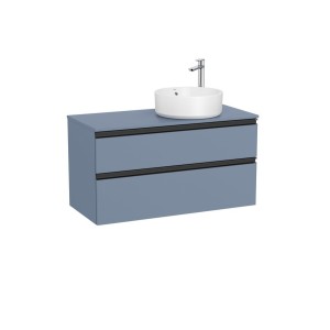 The gap meuble 2t pr vasq à dte (meuble+plan) 1000 mm bleu mat/ poignées noires - ROCA A851958548 