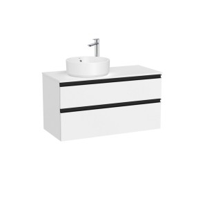 The gap meuble 2t pr vasq à gche (meuble+plan) 1000 mm blanc mat/poignées noires - ROCA A851959509 