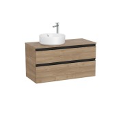 The gap meuble 2t pour vasque à gche (meuble+plan) 1000 mm noyer/poignées noires - ROCA A851959517 