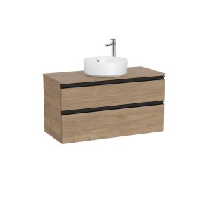 The gap meuble 2t pr vasq centrée (meuble+plan) 1000 mm noyer/poignées noires - ROCA A851960517 