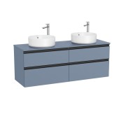 The gap meuble 4 tiroirs pour 2 vasques à poser (meuble+plan) 1400 mm bleu mat - ROCA A851961548 