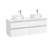 The gap meuble 4 tiroirs pour 2 vasq (meuble+plan) 1400 mm blanc brillant - ROCA A851961806 